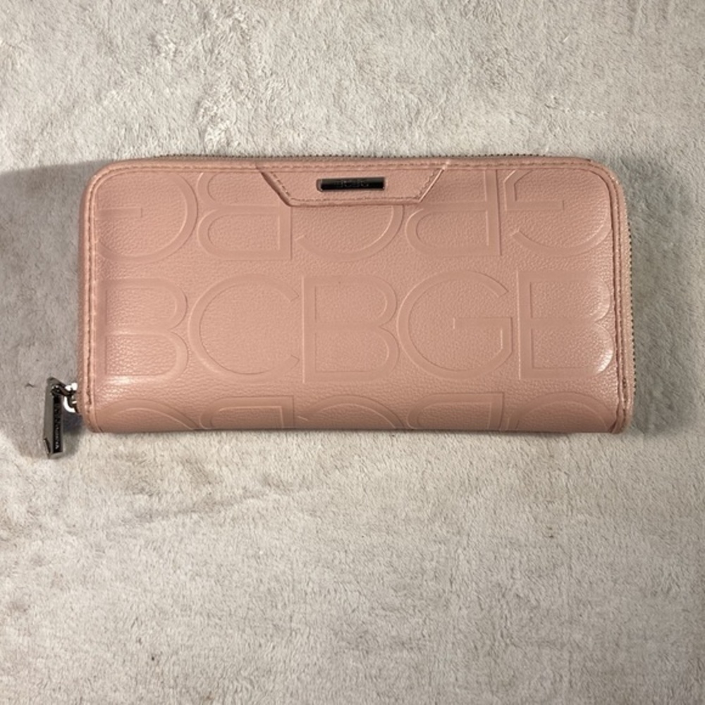 BCBGENERATION  Woman’s Embroidered Pink Zip Around Wallet